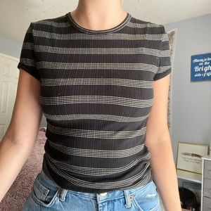 Urban Outfitters Black Striped Baby Tee